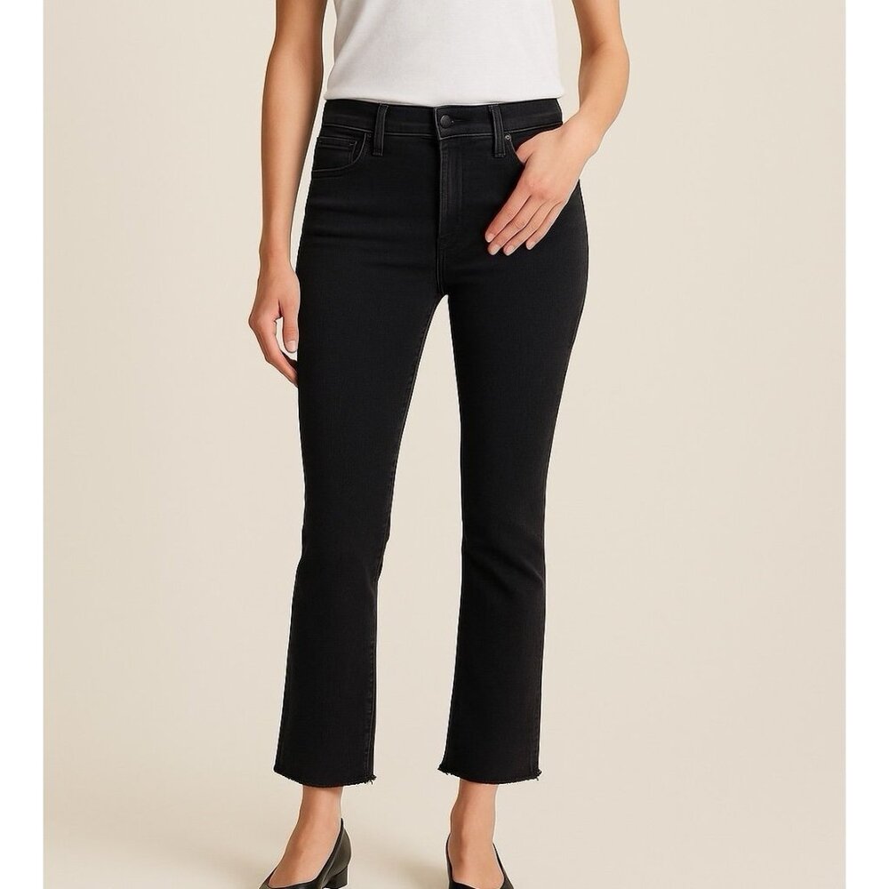 High-Rise Black Straight-Leg Jeans